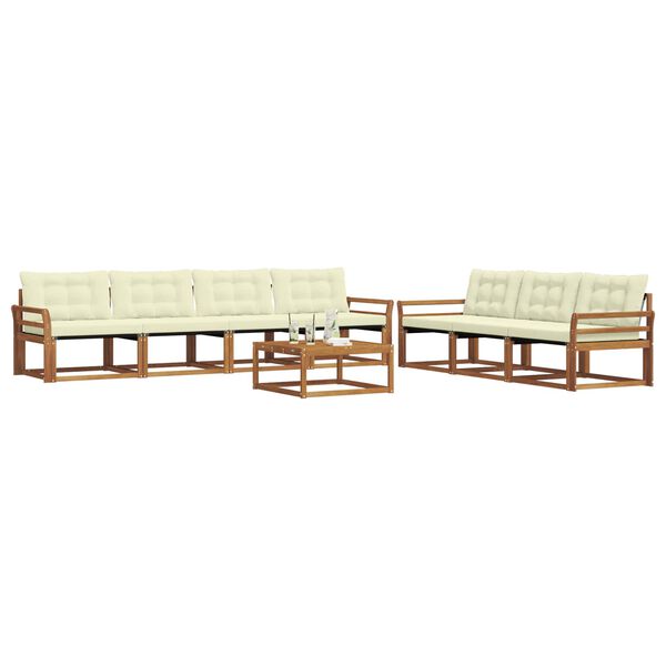 vidaXL Utomhussoffset med kudde 8 pcs Naturlig och Gr&auml;dde