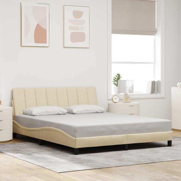 vidaXL Bed Frame without Mattress "Hanko" Cream 160x200 cm Fabric