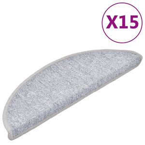 vidaXL Trappstegsmattor 15 st ljusgr&aring; 56x17x3 cm