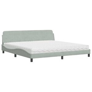 vidaXL Bed with Mattress "Dover" Light Grey 200x200 cm Velvet