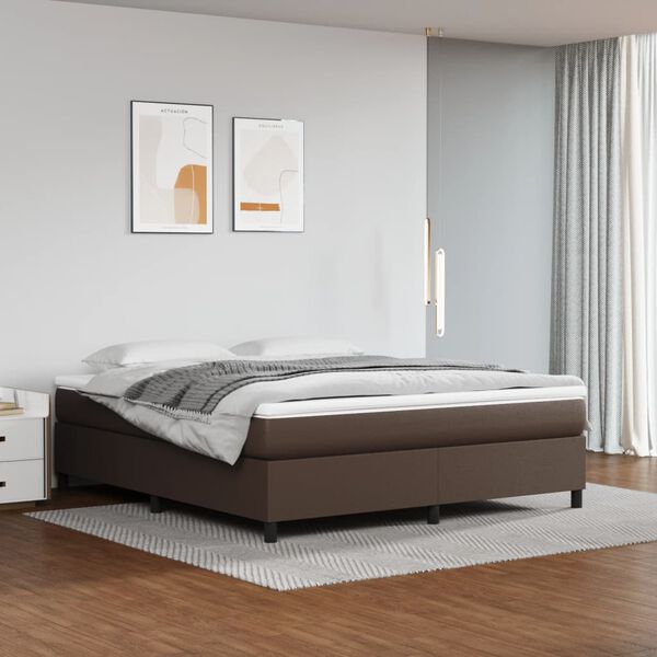 vidaXL Boxspring-s&auml;ngram brun 160x200 cm konstl&auml;der
