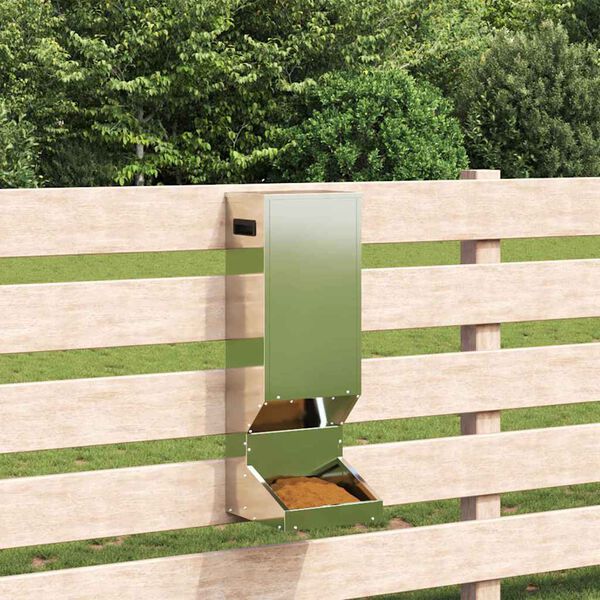 vidaXL R&aring;djur Foderautomat Silver 28 x 30 x 80 cm Galvaniserat St&aring;l