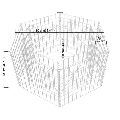 vidaXL Hexagonal planteringsgabion upphöjd 100x90x50 cm