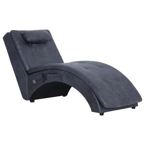 vidaXL Massagesch&auml;slong med kudde gr&aring; konstmocka