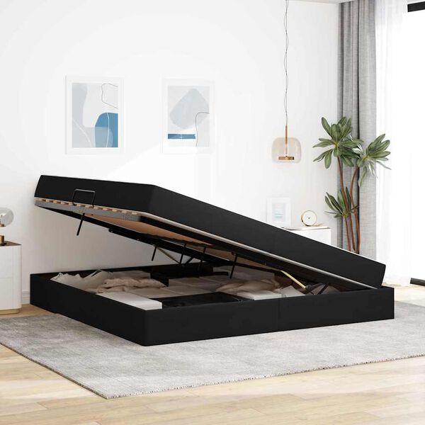 vidaXL F&ouml;rvaringss&auml;ng med madrass Svart 200 x 200 cm Sammet