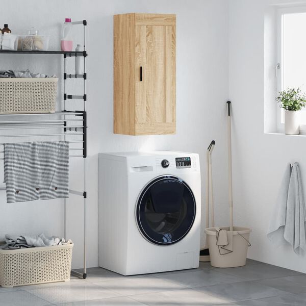 vidaXL V&auml;ggsk&aring;p sonoma-ek 34,5x34x90 cm konstruerat tr&auml;