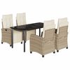 vidaXL Matgrupp f&ouml;r tr&auml;dg&aring;rden med dynor 5 delar beige konstrotting