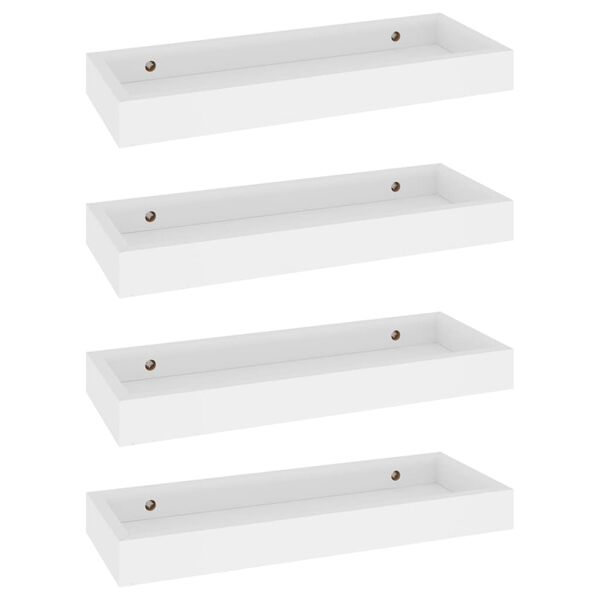 vidaXL V&auml;gghyllor med kant 4 st Vit 40x15x4 cm MDF