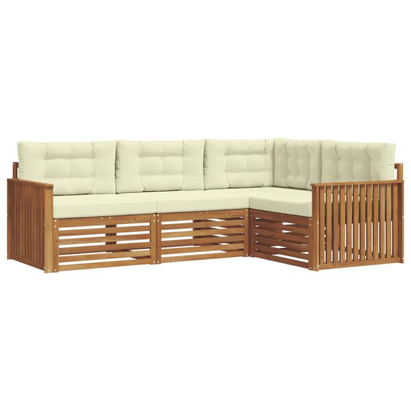 vidaXL Utomhussoffset med kudde 4 pcs Naturlig och Gr&auml;dde