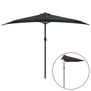 vidaXL Balkongparasoll med aluminiumst&aring;ng svart 300x155x223 cm halvt