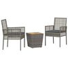 vidaXL Tr&auml;dg&aring;rds Bistro Set 3 st Gr&aring; konstrotting