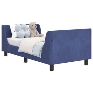 vidaXL Barns&auml;ngram med s&auml;nggavel Polisbl&aring; 80 x 160 cm Sammet