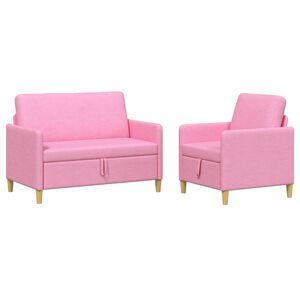 vidaXL Soffgrupp med f&ouml;rvaring 2 st Rosa Polyester
