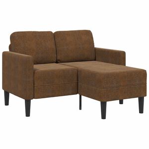 vidaXL 2-sitssoffa med sch&auml;slong L-formad brun 125 cm konstl&auml;der
