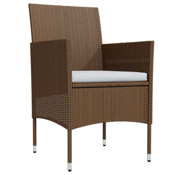 vidaXL Matgrupp f&ouml;r tr&auml;dg&aring;rden med dynor 7 delar brun och svart