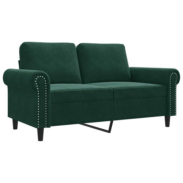 vidaXL Soffa 2-sits m&ouml;rkgr&ouml;n 120 cm sammet