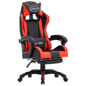 vidaXL Gamingstol med fotst&ouml;d r&ouml;d och svart konstl&auml;der