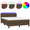 vidaXL Rams&auml;ng med madrass & LED m&ouml;rkbrun 140x200 cm tyg