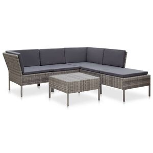 vidaXL Loungegrupp f&ouml;r tr&auml;dg&aring;rden med dynor 6 delar konstrotting gr&aring;