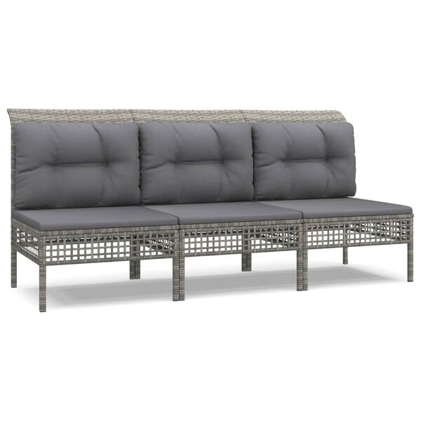 vidaXL Loungegrupp med dynor 3 delar konstrottning gr&aring;