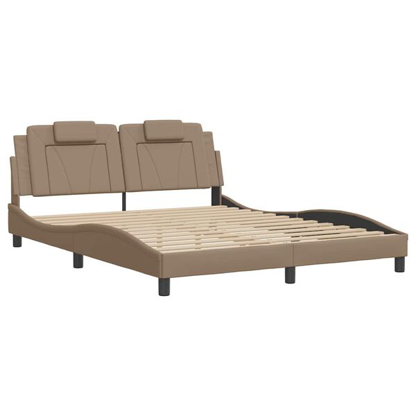 vidaXL Bed Frame "Viana" without Mattress Cappuccino 160x200 cm Faux Leather