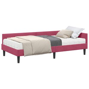 vidaXL H&ouml;rn S&auml;ngram med Madrass 2 st Vinr&ouml;d 90 x 190 cm Sammet