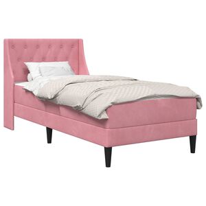 vidaXL S&auml;ngram med madrass med madrass Rosa 80 x 200 cm Sammet
