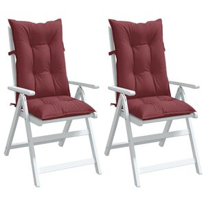 vidaXL Stolsdynor h&ouml;gt ryggst&ouml;d 2 st melerad vinr&ouml;d 120x50x7 cm tyg