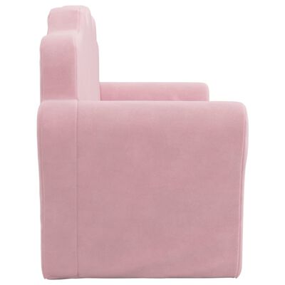 vidaXL Bäddsoffa för barn 2-sits rosa mjuk plysch