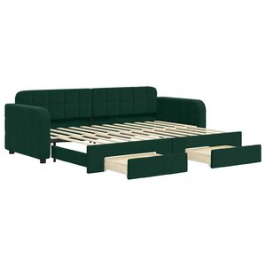 vidaXL Dagb&auml;dd utdragbar med l&aring;dor m&ouml;rkgr&ouml;n 80x200 cm sammet