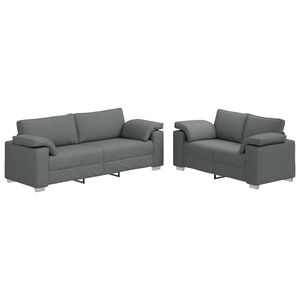 vidaXL Soffa 2 pcs M&ouml;rkgr&aring; 219 x 80 x 82 cm tyg