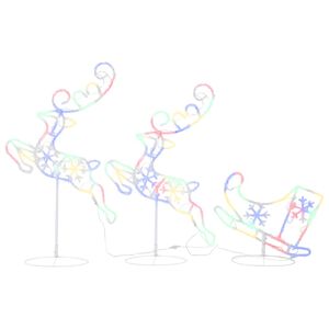 vidaXL Flygande julrenar och sl&auml;de akryl 260x21x87 cm f&auml;rgglad