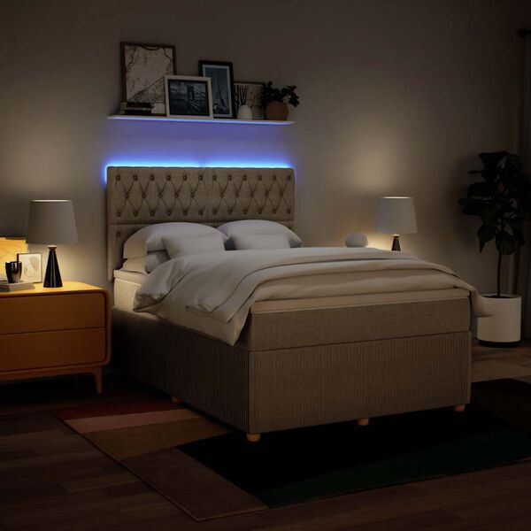 vidaXL Rams&auml;ng med madrass gr&auml;ddvit 140x190 cm tyg