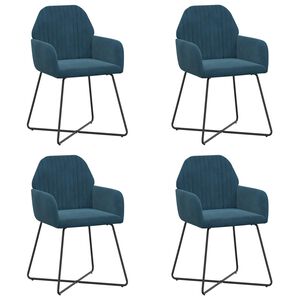 vidaXL Matstolar 4 st Sammet Bl&aring; 55 x 50 x 84 cm
