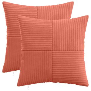 vidaXL Kudd&ouml;verdrag 2 st ALMELO R&ouml;d orange 30 x 30 cm manchester
