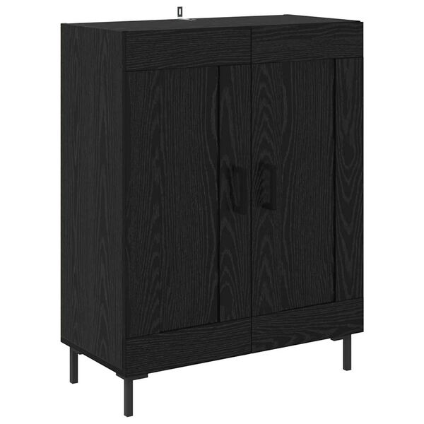 vidaXL Sideboard Svart Ek 69,5 x 34 x 90 cm Konstruerat tr&auml; och j&auml;rn