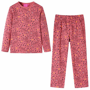 Pyjamas med l&aring;nga &auml;rmar f&ouml;r barn gammelrosa 92