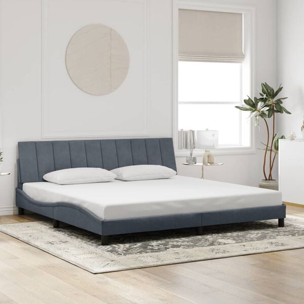 vidaXL Bed Frame without Mattress "Hanko" Dark Grey 200x200 cm Velvet