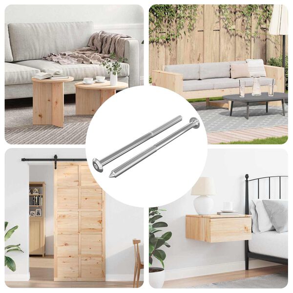 vidaXL M&ouml;belskruvar 2 pcs Silver M6 x 100 mm St&aring;l