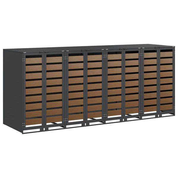 vidaXL Förvaring för 3 soptunnor Antracit 340 x 77,5 x 115,5 cm Stål