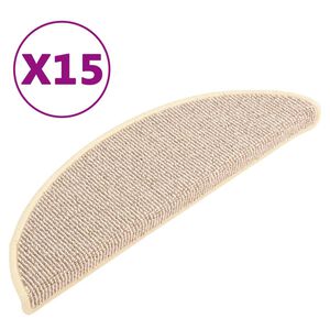 vidaXL Trappmattor 15 st 56x17x3 cm vita och bruna halvrunda