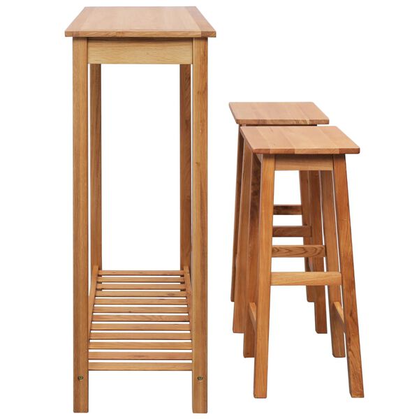 vidaXL Bargrupp 3 delar massivt ekträ