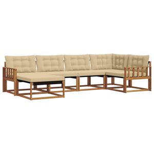 vidaXL Utomhussoffset med kudde 6 pcs Naturlig och Beige