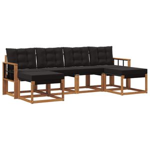 vidaXL Utomhussoffset med kudde 6 pcs Naturlig och svart