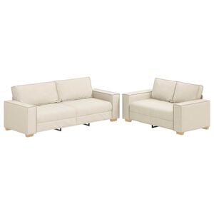 vidaXL Soffa 2 st Beige Linnenblandad tyg