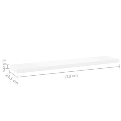 vidaXL Svävande vägghylla ek och vit 120x23,5x3,8 cm MDF