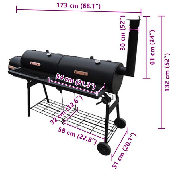 vidaXL R&ouml;kgrill Nevada XL svart