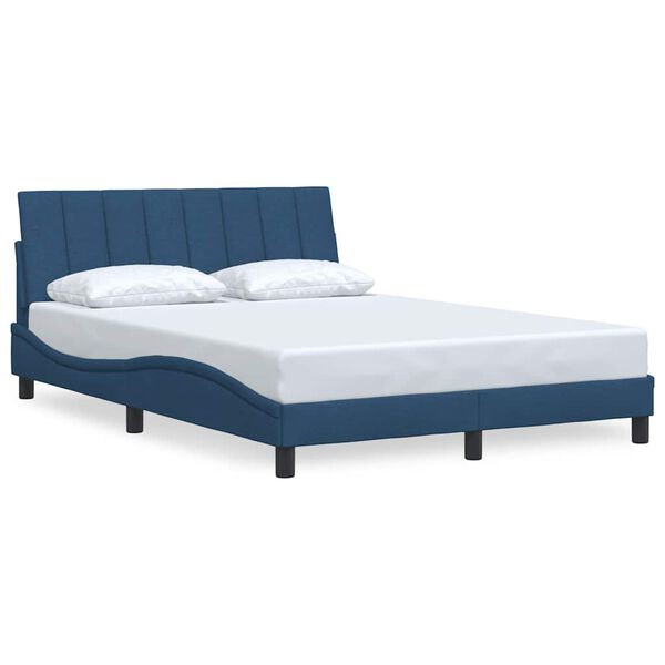 vidaXL Bed Frame without Mattress "Hanko" Blue 140x200 cm Fabric