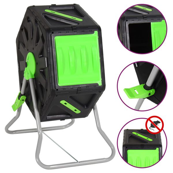 vidaXL Roterande kompost 60x43x74 cm 70 L polypropen