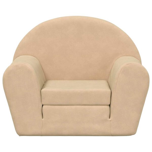 vidaXL B&auml;ddsoffa f&ouml;r barn gr&auml;ddvit mjuk plysch